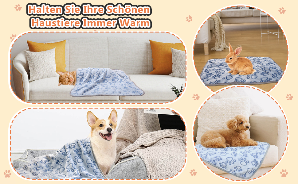 М'яка ковдра для собак та котів Gorgelly (3 шт.) 80x60 см та 60x80 см, блакитна. Легка, миюча, для дому та подорожей