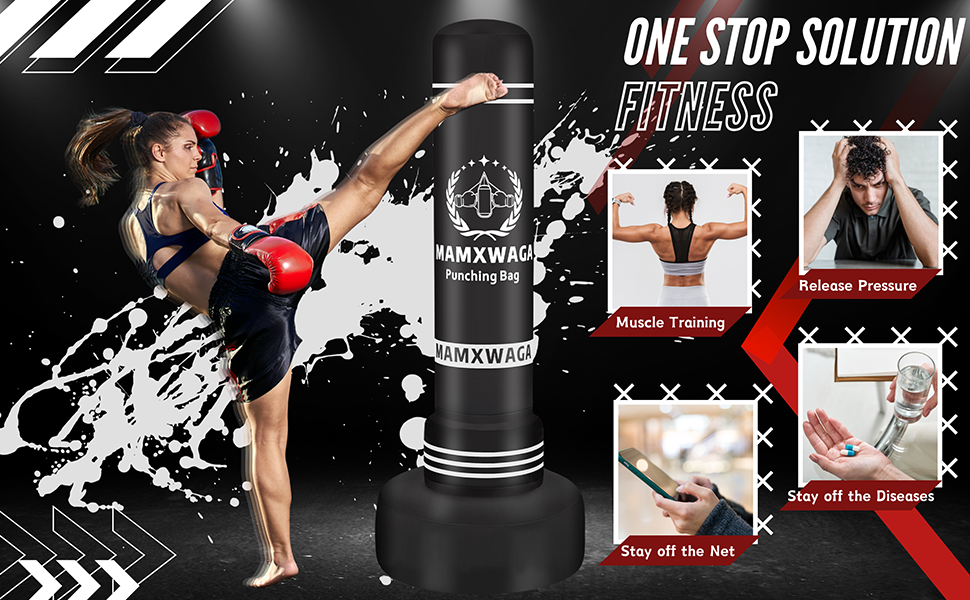 Боксерський мішок-лежак для дорослих, підлітків та дітей, 180 см. Надувний боксерський мішок з підставкою та електричним насосом для боксу, таekwondo, карате, муай-тай