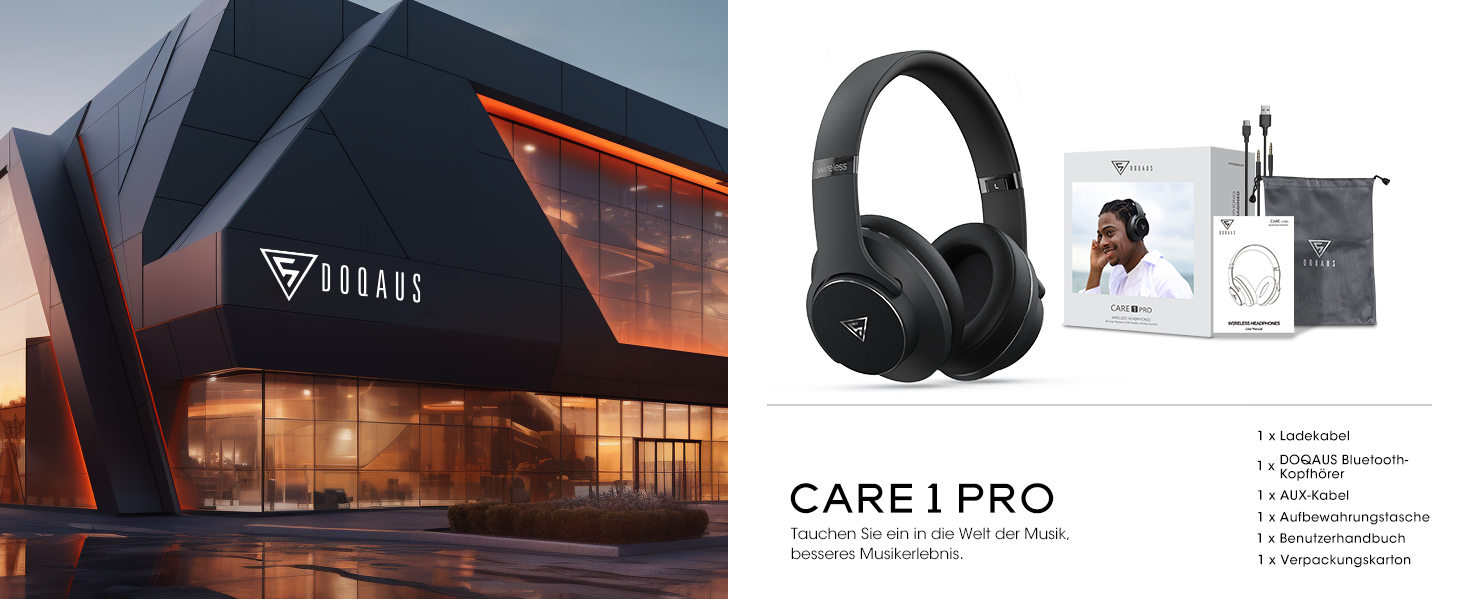 DOQAUS Bluetooth навушники Over-Ear, 90 годин роботи, Bluetooth 5.3, бездротові навушники з мікрофоном, HiFi стерео звук, глибокий бас, для телефону, подорожей, чорний