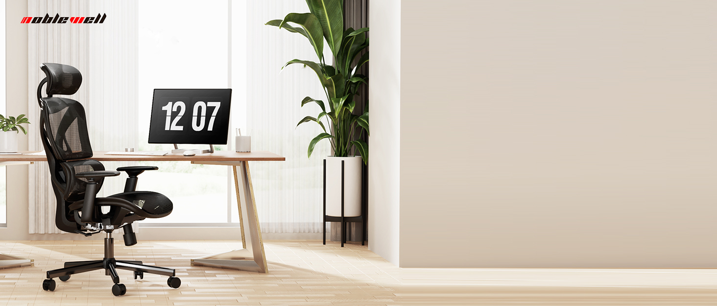 Офісний стіл Noblewell з високою спинкою, комп'ютерне крісло з сітчастої тканини з підтримкою попереку, 3D-підлокітники, подвійна спинка та регульована підголівник