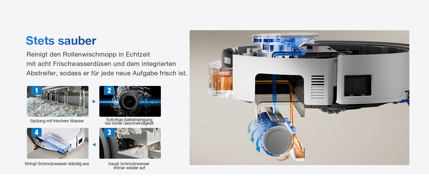 Робот-пилосос ECOVACS DEEBOT T80 Omni з функцією миття підлоги, 18000 Па, OZMO Roller, автоматичне миття мопів, ZeroTangle 3.0, миття гарячою водою (40-75°C), білий