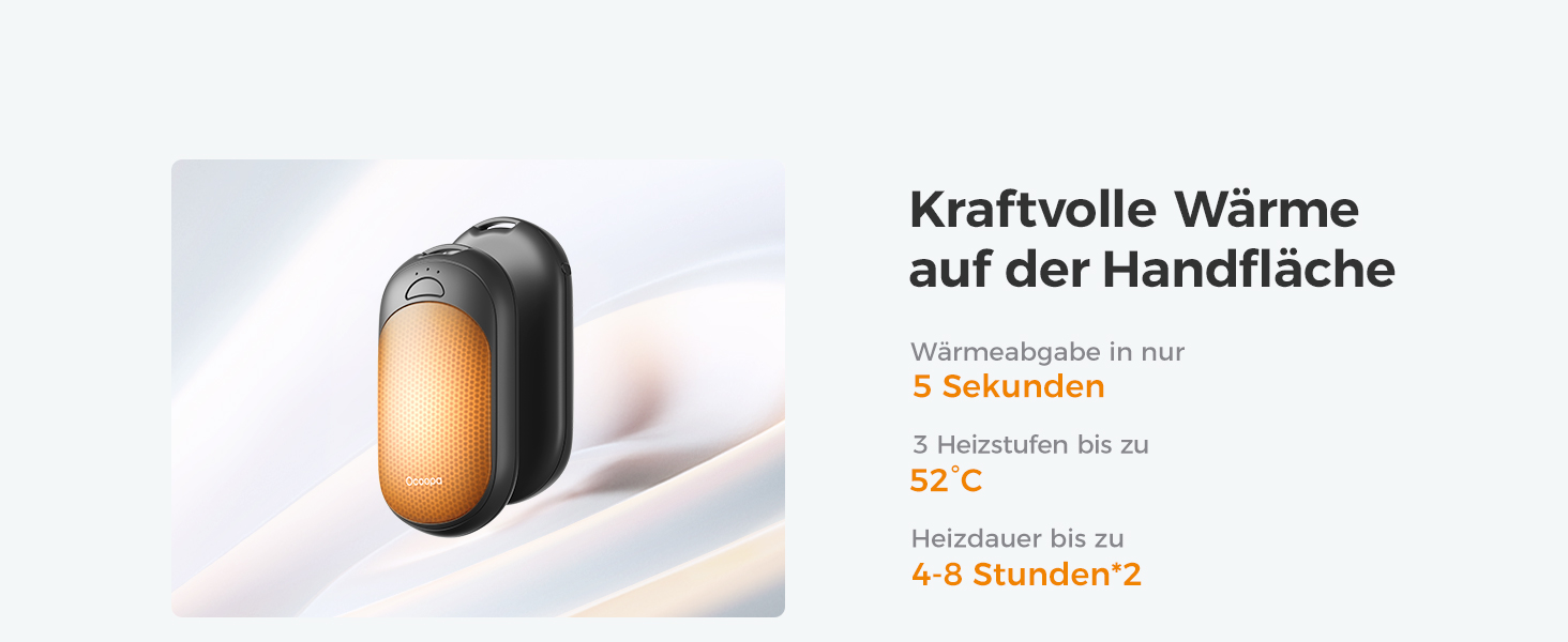Електричні грілки для рук OCOOPA 2 шт. з магнітом, 5000mAh, 3 режими нагріву, компактні, для рукавичок, зима, подарунок