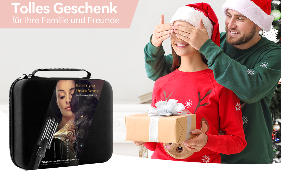 Набір для створення локонів 5 в 1 з насадками, кермаміка-турмалін, плойка-щітка, LED дисплей, для всіх типів волосся