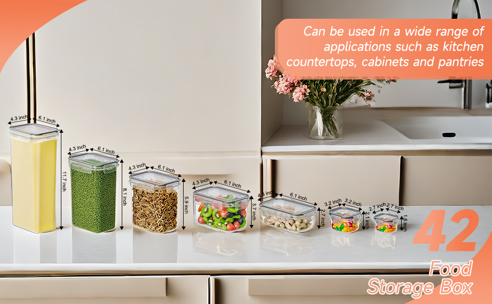 42 контейнери для зберігання продуктів Stusgo: прозорі, з кришкою, для круп, цукру та борошна