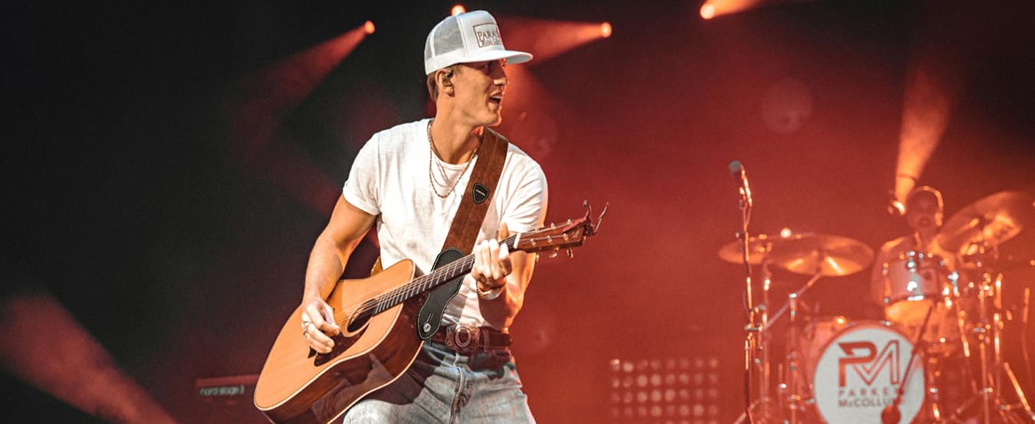 Гітарний ремінь Nefelibata з кишенею для медіатора, 2.3-дюймовий веганський шкіряний ремінь для гітари в стилі Porter, вінтажний стиль 30-х років, з медіаторами, кнопками та замками. Регульована довжина від 42 до 66 дюймів (зелений)