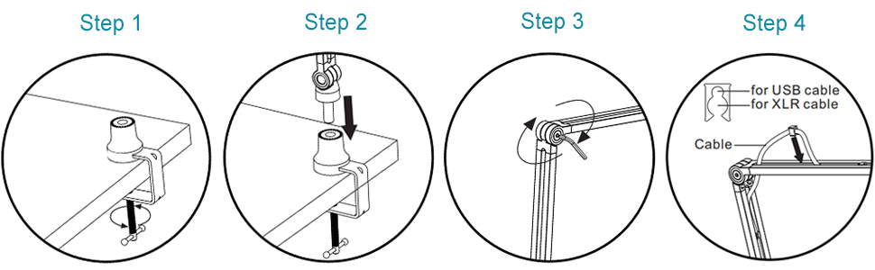 Кріплення для мікрофона на шарнірній стійці, регульоване, низькопрофільне для Blue Yeti, HyperX QuadCast, з адаптером 3/8' на 5/8'