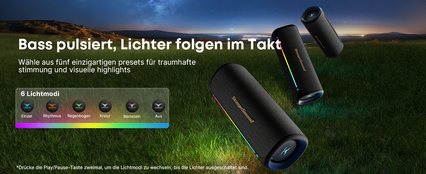 Портативна Bluetooth колонка StageSound 40W з басами, RGB підсвіткою, IP67 водонепроникна, TWS стерео, 12 год автономії для подорожей, кемпінгу, вечірок