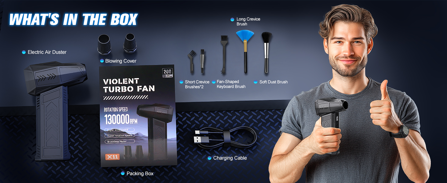 Електричний повітряний пилосос: акумуляторний міні-пилосос з компресором, 130 000 об/хв для дому, авто та офісу (X11)