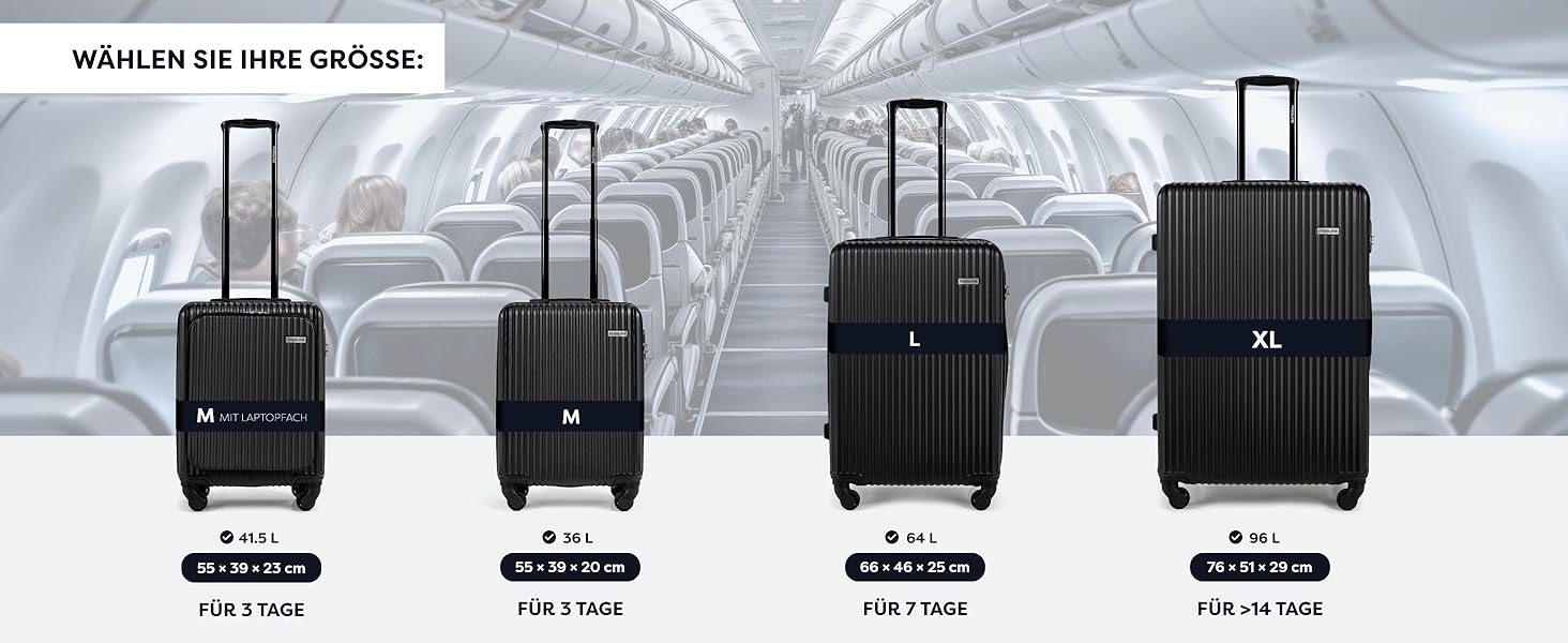 Набір валіз 3 шт: ручна поклажа, середній та великий кофр з ABS, чорний. Набір валіз з ABS, 3 шт.