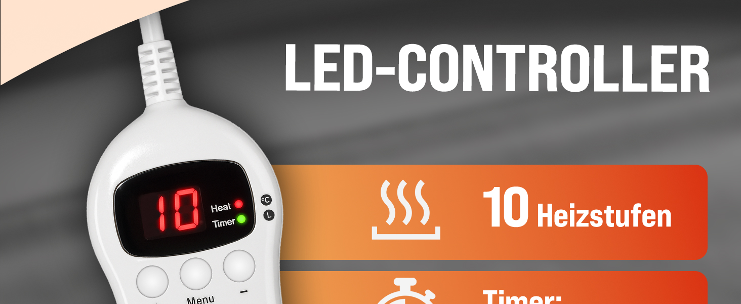 Електрична ковдра Monzana® 180x130 см, 120 Вт, 10 режимів нагріву, таймер, захист від перегріву, пральна, тепла флісова ковдра для ліжка