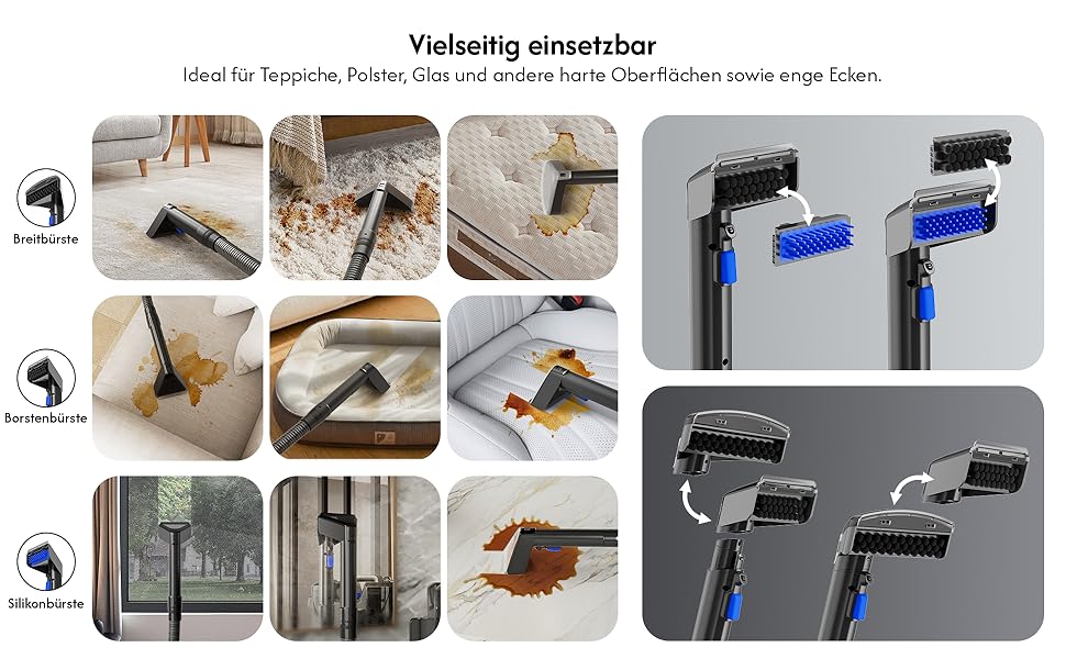 B Flowyfresh - миючий пилосос для диванів, килимів, меблів та авто. Мийний пилосос, 13 kPa, швидке сушіння, великий об'єм резервуару (1.8 л + 0.8 л), самоочищення