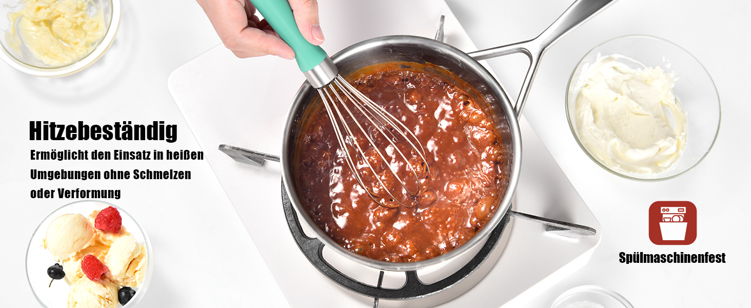 Міксер ручний Doosu 28 см з нержавіючої сталі, 8 гнучких дротів для збивання та змішування (Aqua Sky, S-23cm)