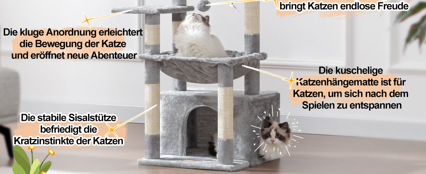 Котячий будиночок Heybly Kratzbaum HCT008SW: великий, з м'яким кошиком та місцем для сну