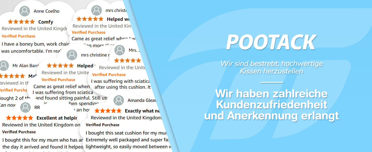 Подушка для сидіння POOTACK - для офісного крісла та авто, комфорт, піна з пам'яті, дизайн з отворами та U-подібною формою, чорний