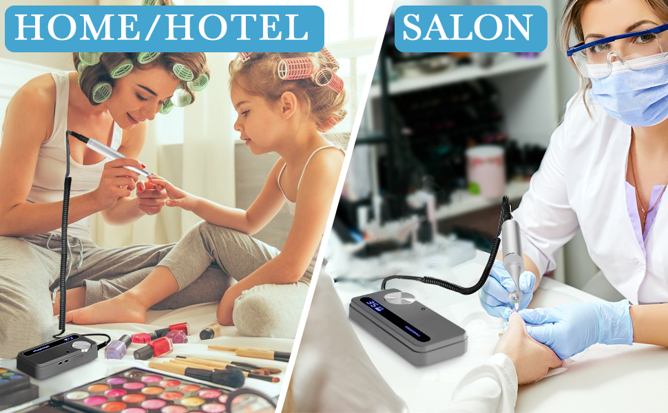 Професійний фрезер для нігтів ENGERWALL 35000 об/хв, акумуляторний, для гелю та акрилу, електричний, манікюрний набір з 7 насадок та 56 шліфувальних стрічок, темно-срібний, портативний