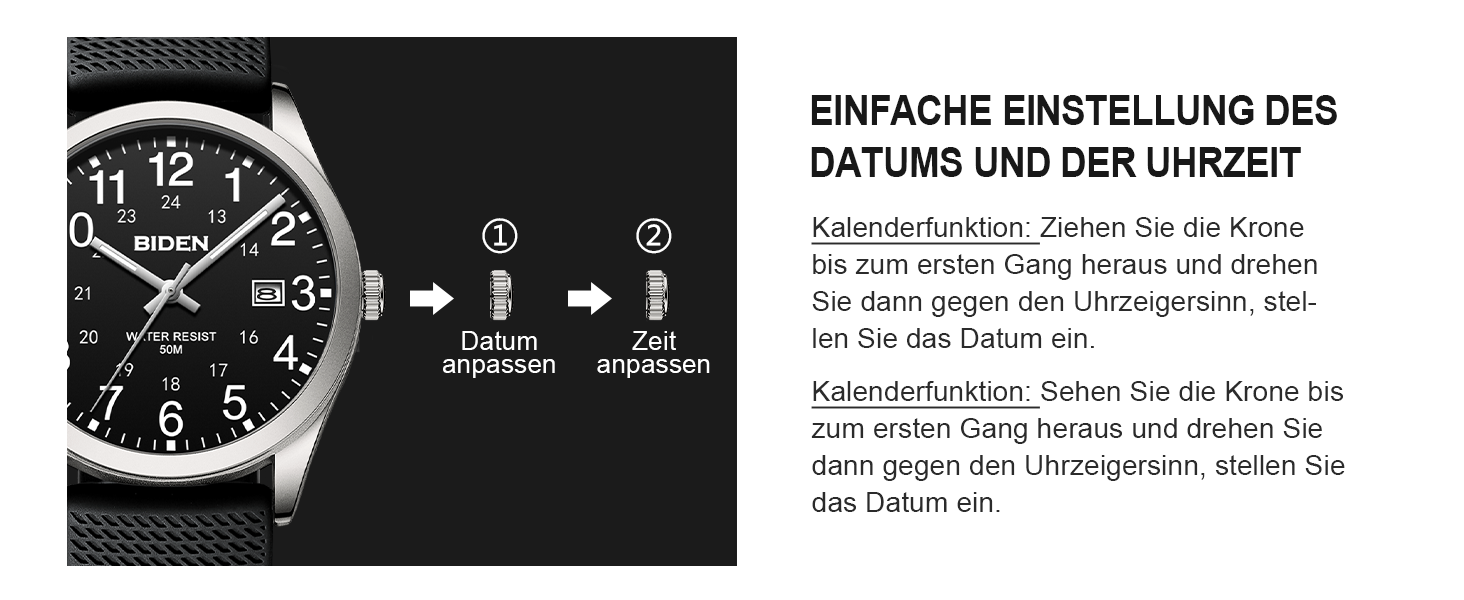 Чоловічий годинник: аналоговий кварцовий годинник на зап'ястя з водозахистом 30M, стильний дизайнерський годинник для чоловіків R015-1, сріблястий, чорний колір