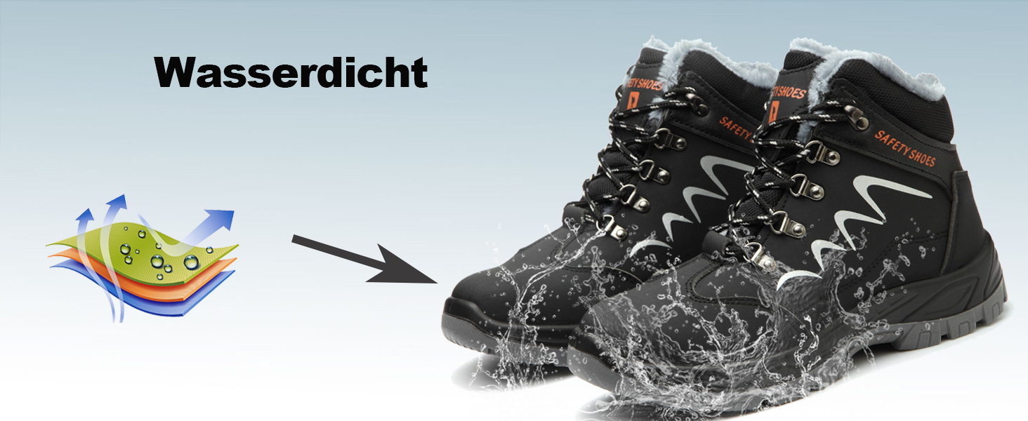 Черевики безпеки зимові чоловічі/жіночі S3, легкі, теплі, з металевим носком, 35-48 (38 EU, чорний)