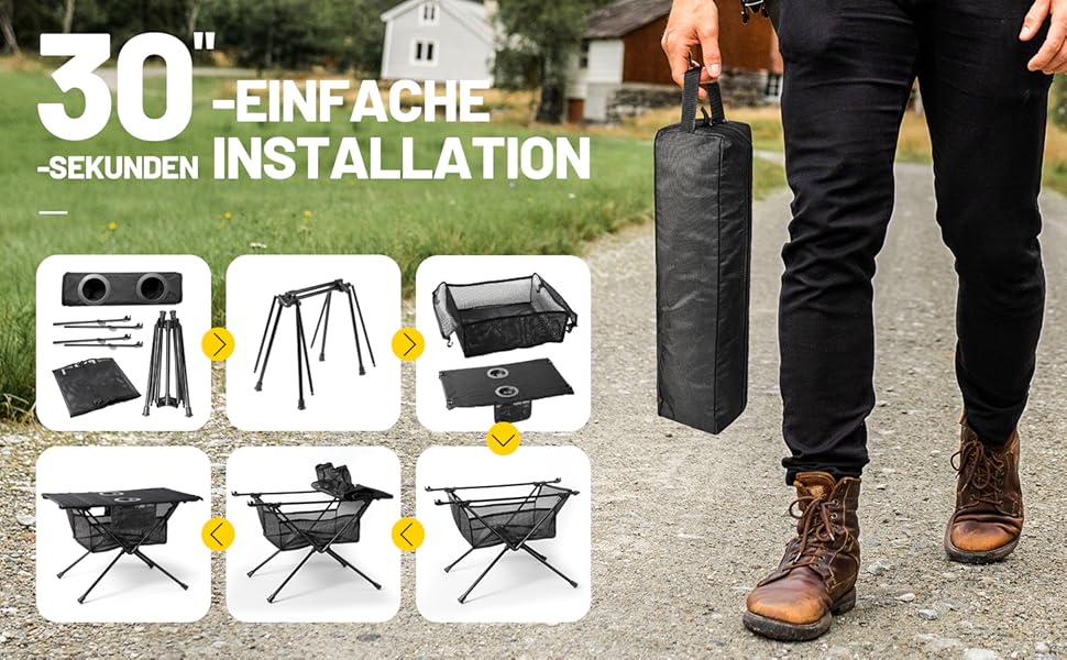 Складаний туристичний столик Zune Lotoo для кемпінгу, пікніків та риболовлі (60x40x40 см)