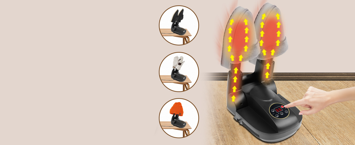 Електричний сушильник для взуття з озоном - сушильник для взуття, черевиків, рукавичок, шапок, лижних черевиків. Швидке сушіння теплом, компактний, розкладний дизайн.