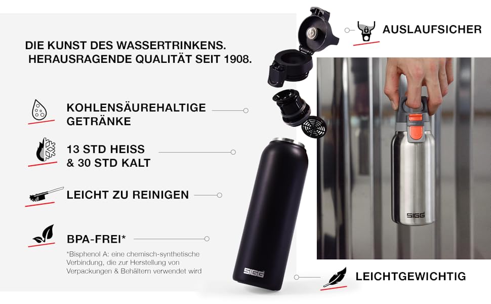 Термос-пляшка SIGG Hot & Cold ONE з нержавіючої сталі, ізотермічна, без шкідливих домішок, для напоїв, зручна для одноручного використання, для активного відпочинку