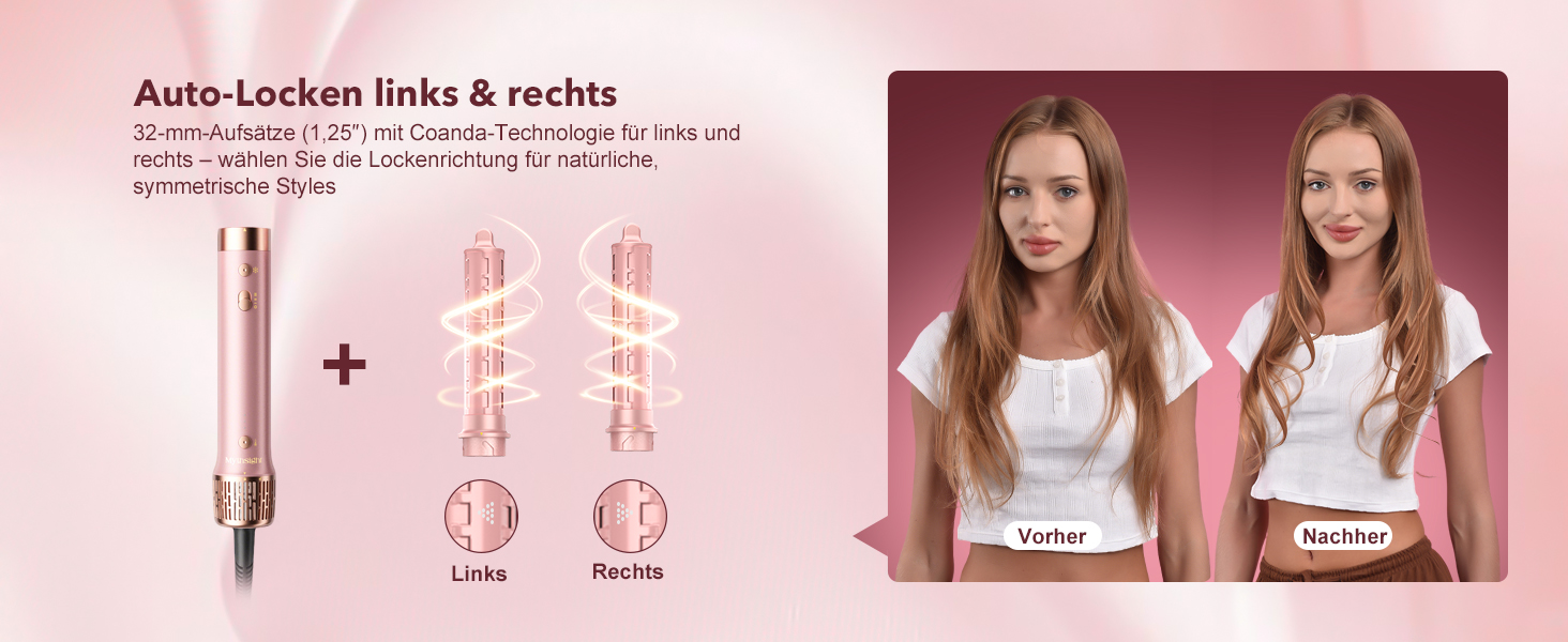 Airstyler 6-в-1: Фен, стайлер, локони, випрямлення. Рожевий колір.