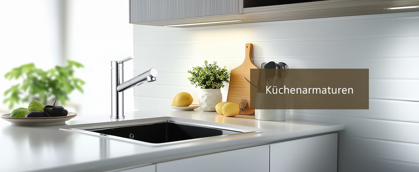 Змішувач кухонний DAYONE з висувною лійкою, нержавіюча сталь, 3 режими, 360° обертання, для кухонної мийки (15 см), матовий (хром, низький вигин-337)