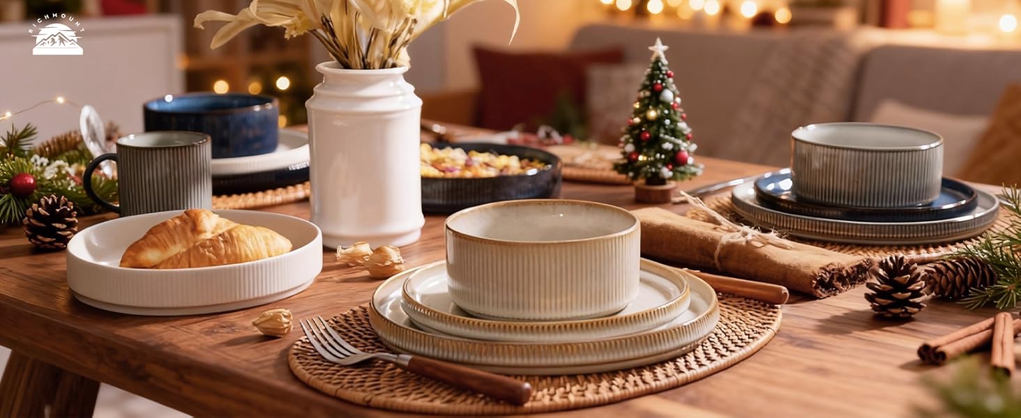 Набір тарілок Star 12 шт., посуд для 4 осіб, сервіз зі штучного каменю, стійкий до подряпин, для мікрохвильової печі та посудомийної машини, Cappuccino White