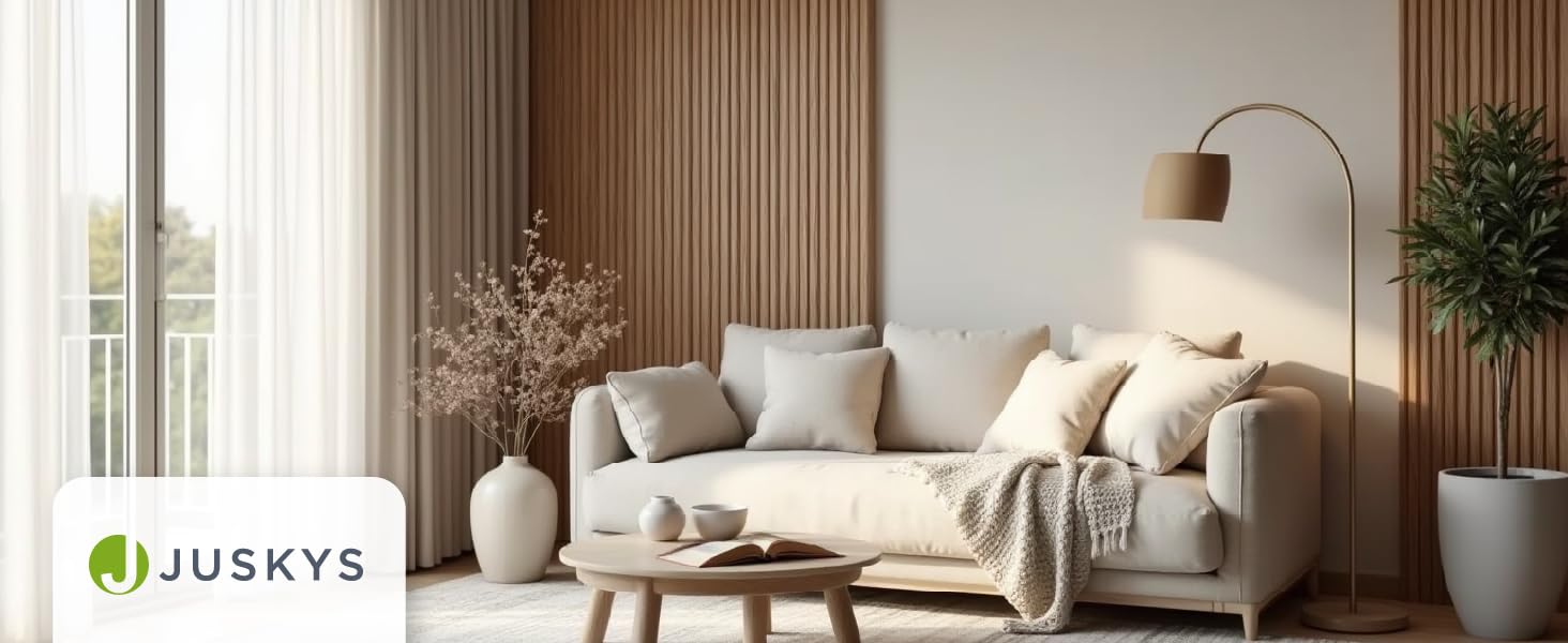 Акустичні панелі Juskys для стін, набір 4 шт (2,88 м²), 120x60 см, шумопоглинаючі декоративні панелі від луна та шуму, колір: Дуб (Темний натуральний дуб)