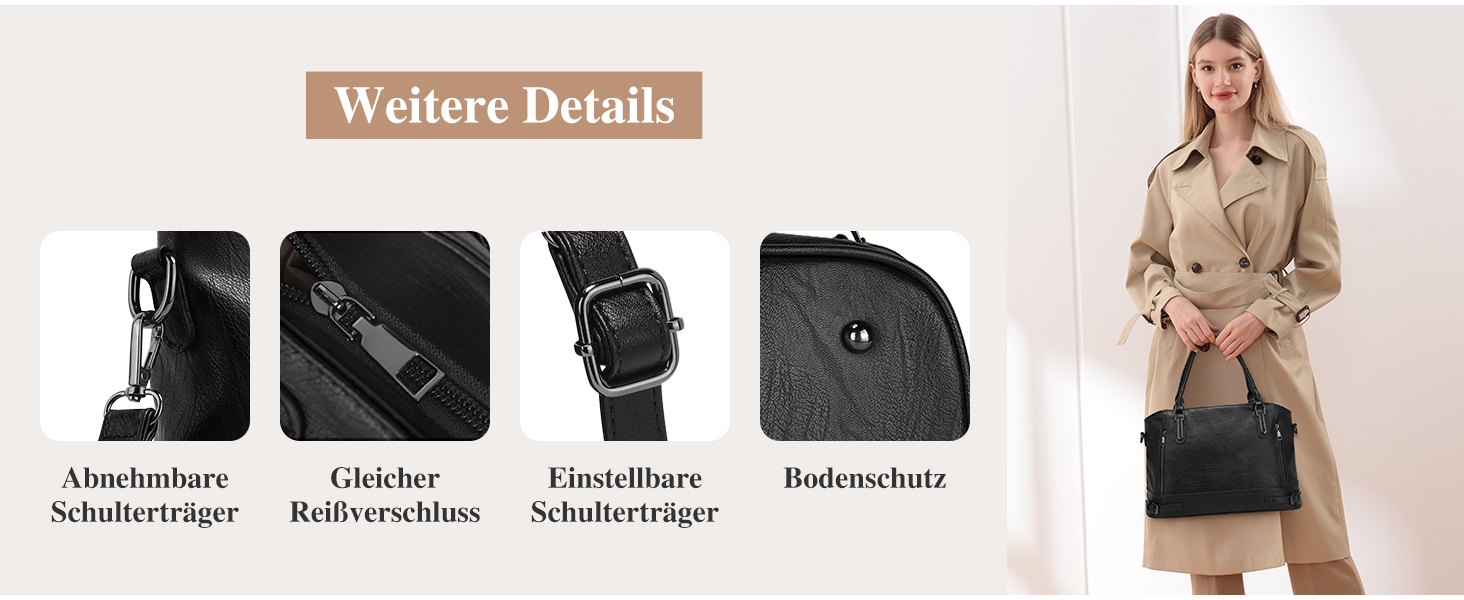 Сумка жіноча VINBAGGE PU шкіра шопер Vintage чорна для офісу та щодня