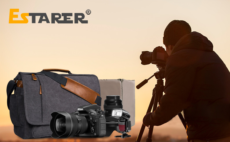 Сумка для камери Estarer: водонепроникна, для DSLR/SLR, 15.6 дюймів, сіра