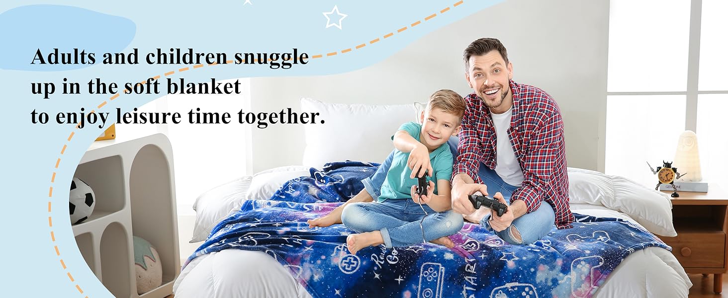 Плед з принтом джойстика SOCHOW, 127 x 150 см, теплий фліс для дітей та дорослих