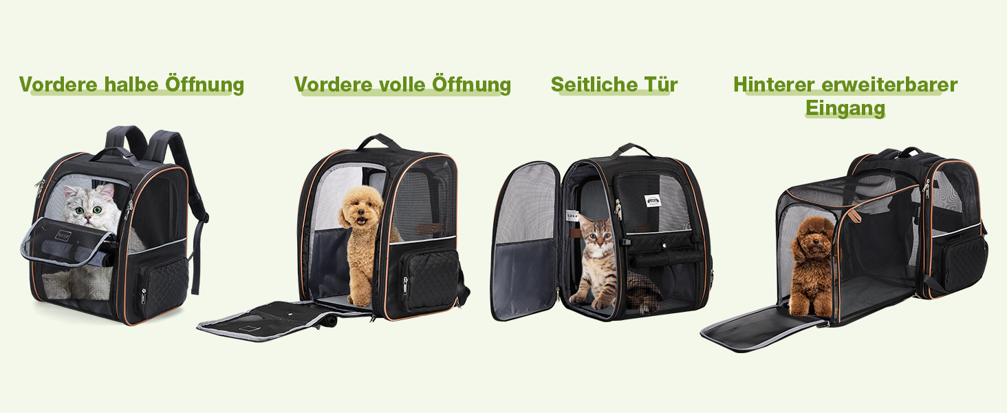 Рюкзак-переноска для котів Hunderucksack, 2-в-1, до 8 кг, розширюваний, чорний