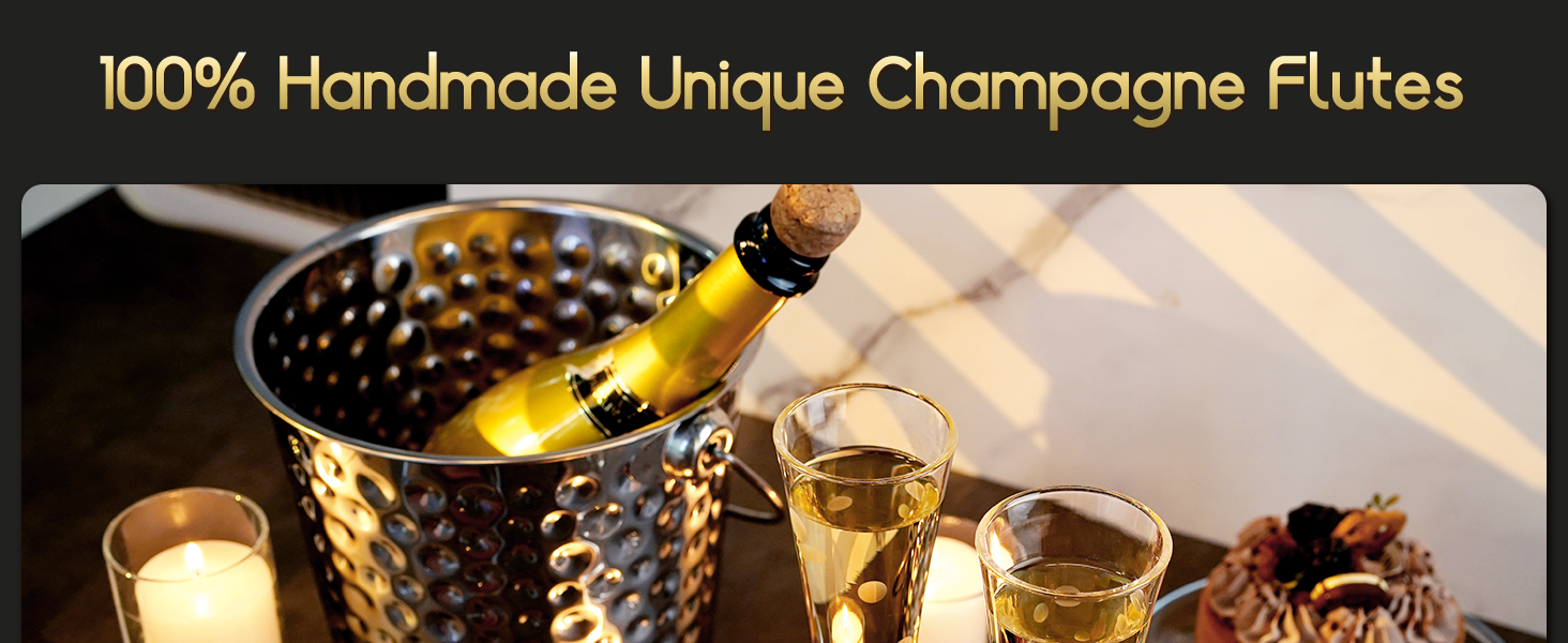 Набір 2 шт. келихів для шампанського 145мл, келихи з кришталю, келихи для ігристі вина, ручної роботи, прозорі лікерні келихи (з пінопластовою упаковкою)