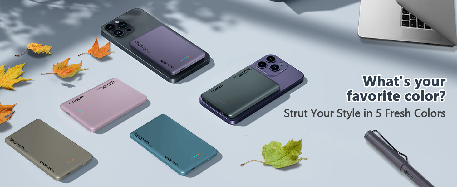 Power Bank LUCKYDUO MagSafe 5000mAh: Тонкий, Магнітний, Швидка зарядка 20W USB-C, для iPhone 15/14/13/12 Pro Max