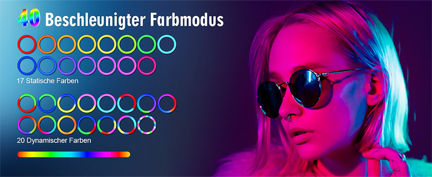 LED кільцева лампа з штативом для смартфона 10 дюймів, 40 RGB режимів, регульована яскравість, для селфі, YouTube, фото та відеозйомки