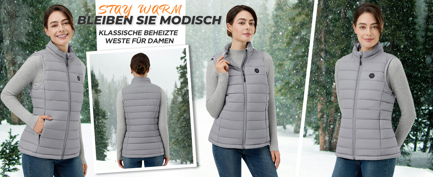 Жіночі гріючі штани Heizwete з акумулятором 16000mAh 7,4V - 9 гріючих зон, 3 режими температури, для активного відпочинку та роботи на відкритому повітрі, білий (сірий, XL)