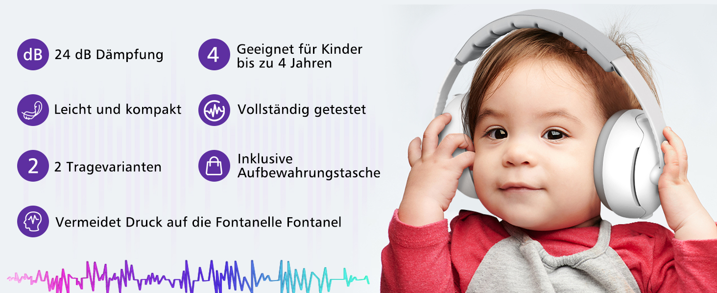 Навушники для захисту від шуму для малюків 0-2 роки (сірі)