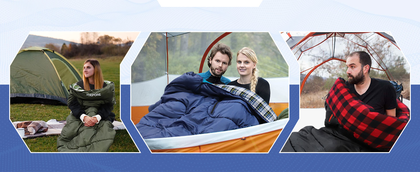 Спальний мішок POEPORE Outdoor 3-4 сезони, фланель, 220x80 см, для дорослих