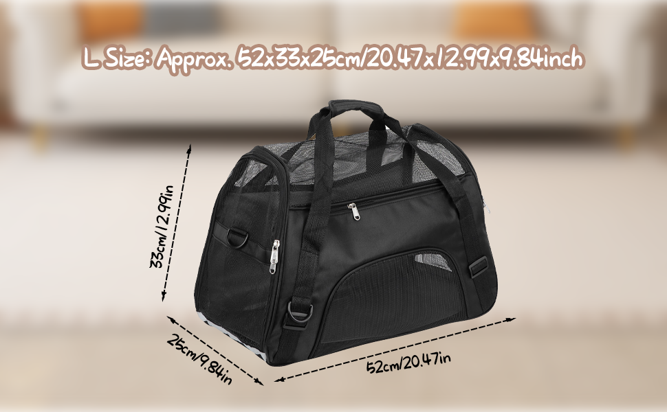 Транспортна сумка для собак і котів, складна переноска для тварин, чорна (L)