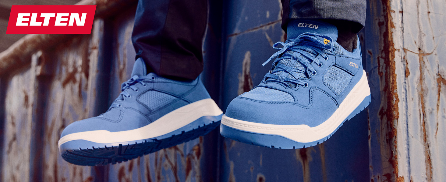 Робочі черевики ELTEN MAVERICK чорно-червоні Mid ESD S3, чоловічі та жіночі, шкіряні, з металевим носком, легкі, спортивні, розмір 40 EU