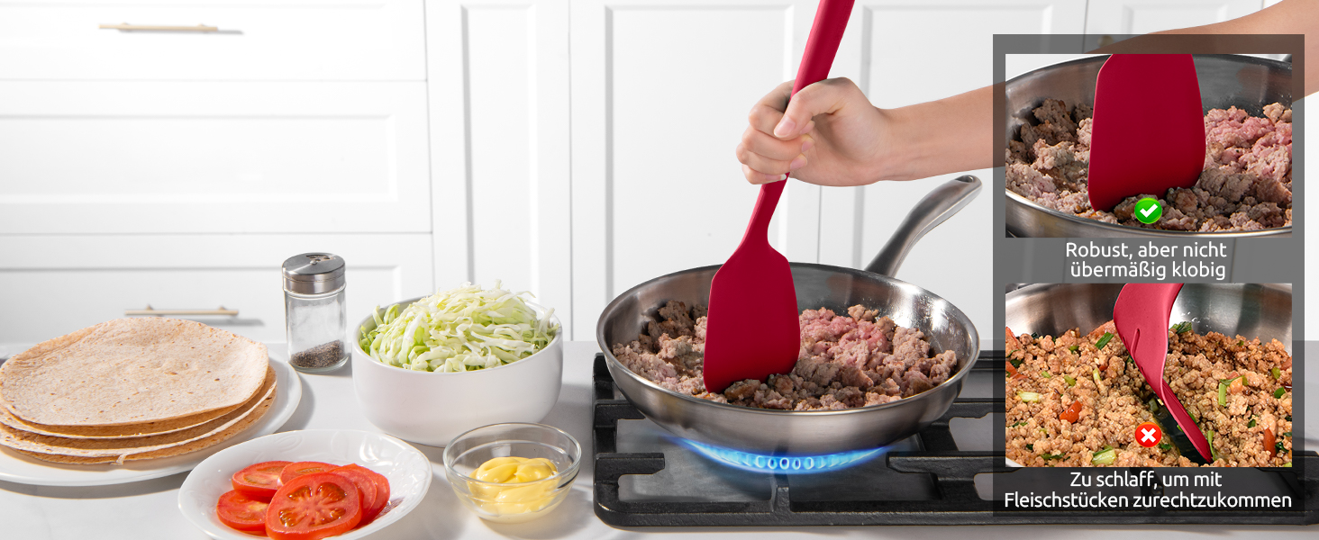 U-Taste Набір кухонного приладдя з силікону, 5 шт, термостійкі до 315°C, BPA-free, антипригарні лопатка та ложки для смаження, перемішування, сервірування (червоні)