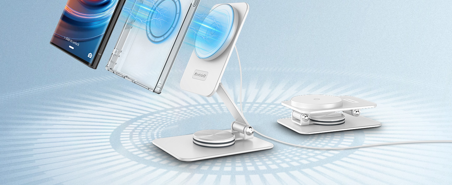 Бездротовий магнітний зарядний пристрій для Samsung Galaxy S25 Ultra/S24, iPhone 16/15/14, Pixel 10/9 Pro/8, Android, білий
