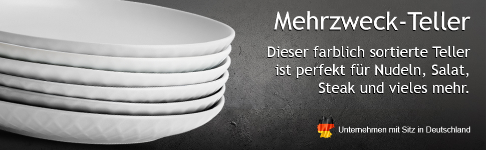 MIAMIO Набір посуду з 24 предметів з кераміки (тарілки) для 6 осіб, Palmanova Kollection. Підходить для миття в посудомийній машині та використання в мікрохвильовці.