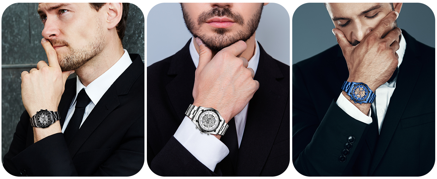 Чоловічий годинник з датою, свідодіодами, 3ATM, водонепроникний, з імітацією механічного, з нержавіючої сталі, аналоговий кварц, з календарем, тахіметром, з підсвічуванням стрілок, подарунок для чоловіків, срібний