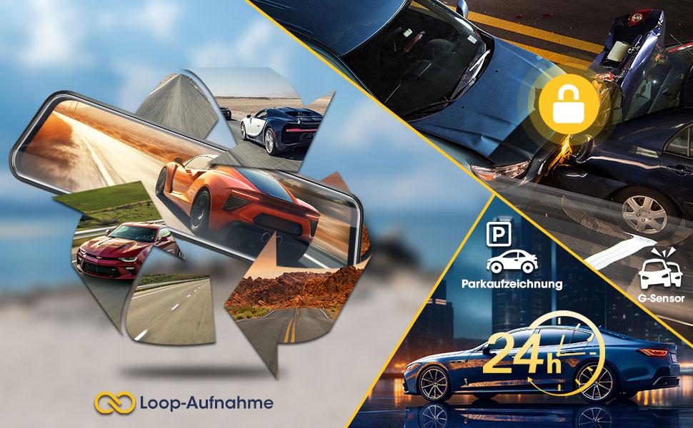 Дзеркало-відеореєстратор з камерою заднього виду Dual 1080P, 10