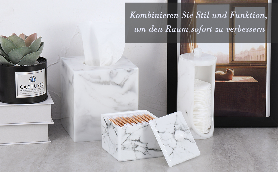 Органайзер для ватних паличок та дисків Luxspire з 2 відсіками, білий | Косметичний бокс з кришкою