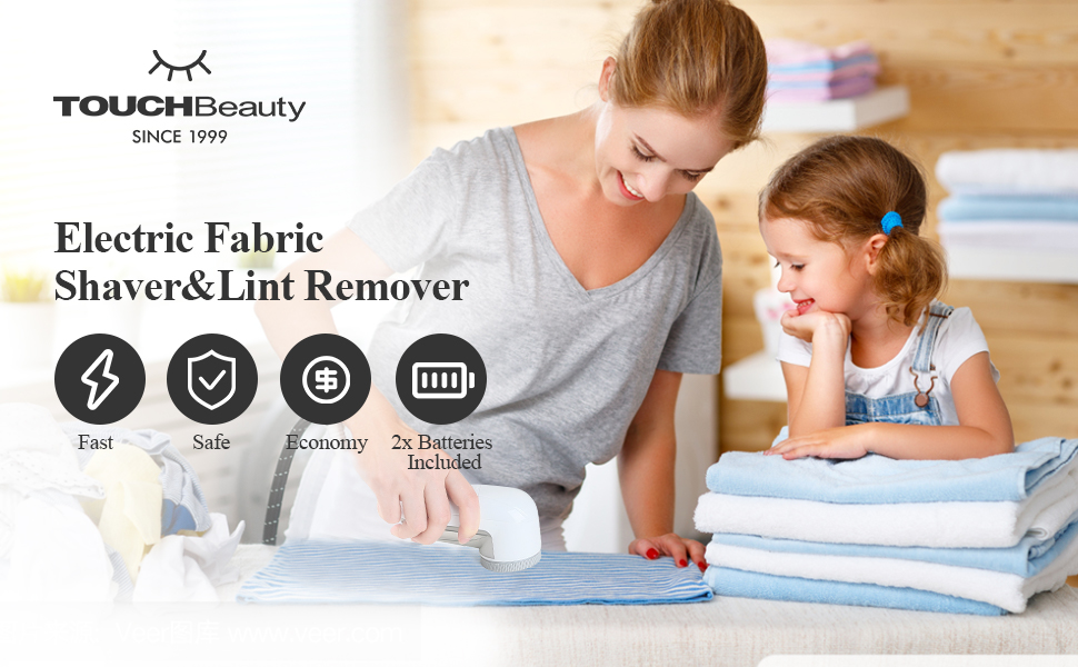 TOUCHBeauty Фільтр для ворсу, видалення клубочків, тканинний бритва - видаляє ворс, клубки та ворсинки, працює від батарейки, сірий