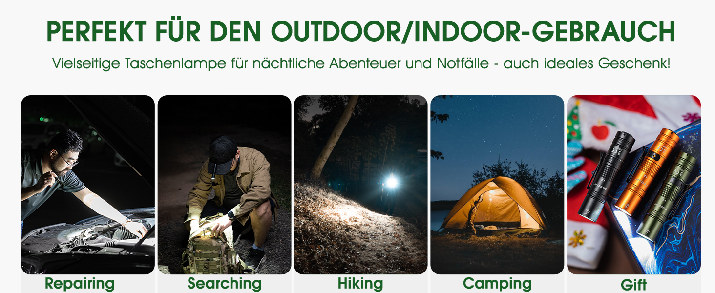 LED ліхтарик Klein 1200 люменів, перезарядний, 4 режими, міні, для кемпінгу, риболовлі, туризму, ремонту та надзвичайних ситуацій (помаранчевий)