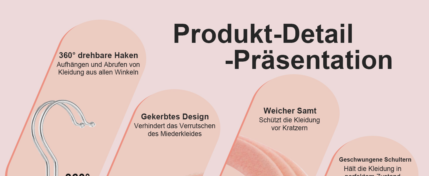 24 шт. велюрові дитячі вішалки для одягу з кліпсами, рожеві - стандартний гачок