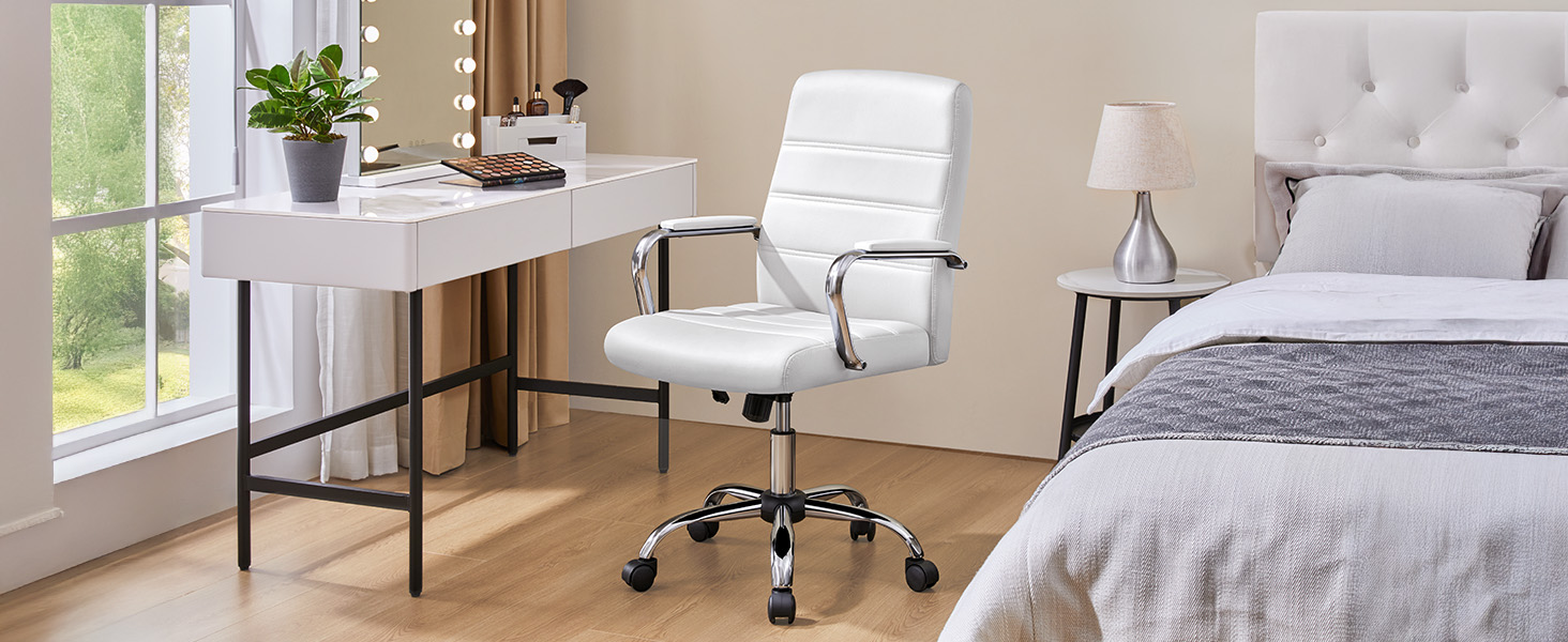 Офісне крісло Yaheetech: ергономічне, з підлокітниками, поворотне, до 130 кг, біле